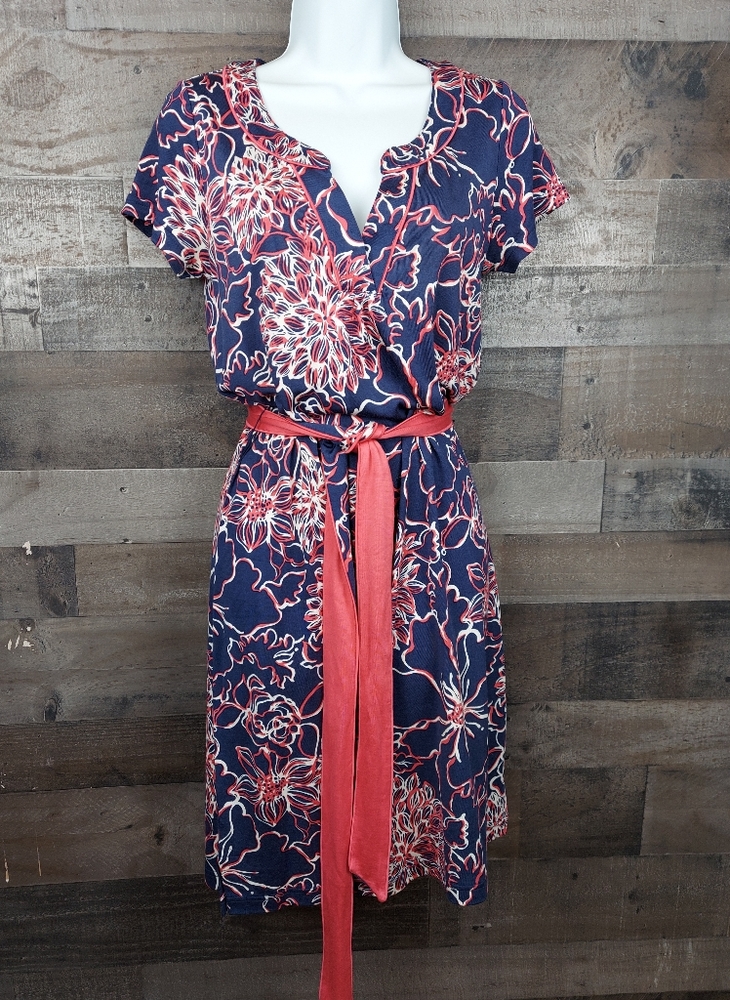 Lilly Pulitzer 100% Silk Floral Double Side Fabric Belt Sheath Dress